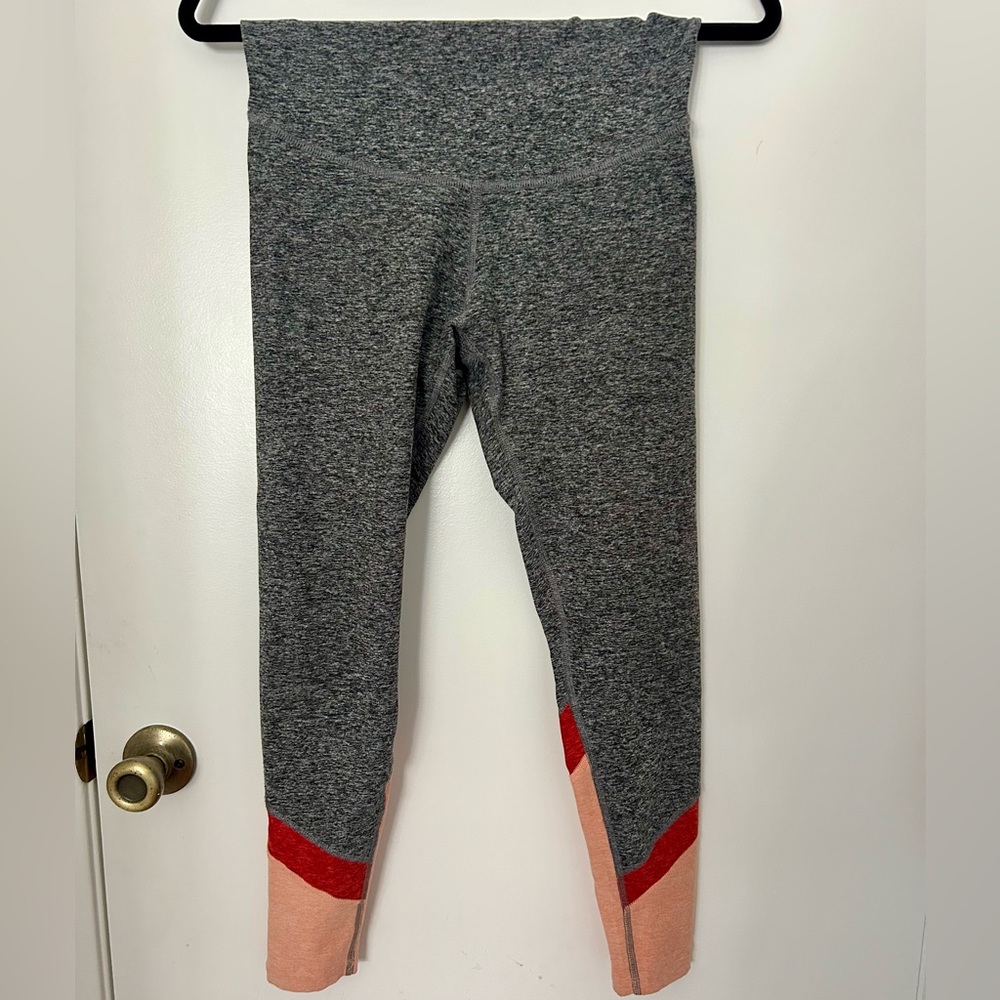 Beyond Yoga Beyond the Bump Spacedye Maternity Leggings, Gray/Coral/Orange, M
